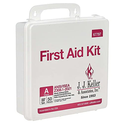 J. J. Keller First Aid Kit, 50 Person 184 Pieces, ANSI Class A, OSHA, Plastic, Waterproof