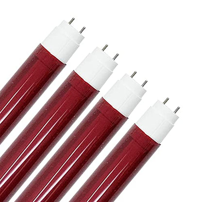 KASTLITE Red LED T8 Bulb Combo Kit with Safety Sleeve, 4000K, 4-Pack - color: Red