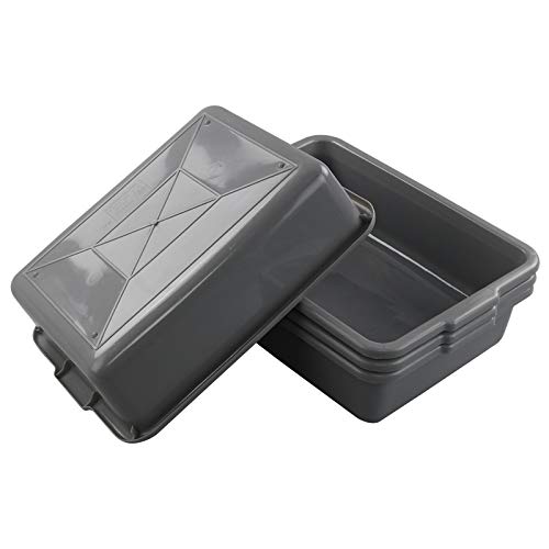 4 Packs 8 Liter Grey Commercial Bus Tub Box Tote Dishpan - color: Grey, size: 8 L