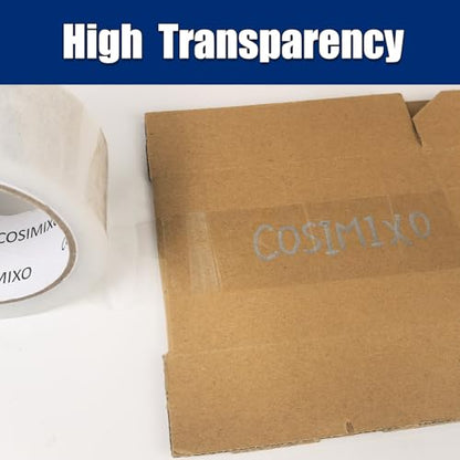 COSIMIXO Heavy Duty Packing Tape 2.7mil x 1.88" x 60 Yards, 6 Rolls,Industrial 3" Core, Clear, Great for Packing, Shipping & Moving - size: 2.7Mil x 1.88" x 60Yds 6-Pack