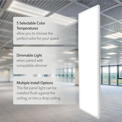GT-Lite 1'x4' 4500 Lumen LED Flat Panel, White Trim - color: White - 2 Pack