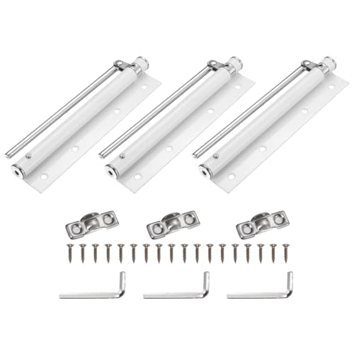 uxcell 3 Pcs 195mm/7.68" Spring Door Closer, Stainless Steel Automatic Door Closers with Adjustable Closing Speed for Home Self-Closing 5kg Door, White - color: White, size: 195mm