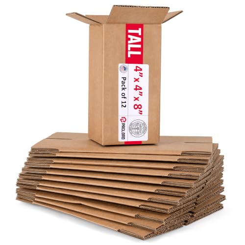 Tall Cardboard Boxes 4"L x 4"W x 8"H (Pack of 12) - USA-Made Packing Boxes for Moving, Shipping, or Storage - USPS, UPS, FedEx Approved - Professional Packing Supplies for Moving - color: Pack of 12, size: Tall 4x4x8"