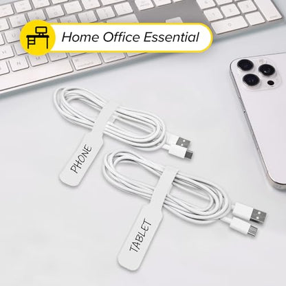 Wrap-It Storage Cable Labels - Large (30-Pack) White - color: White, size: Large