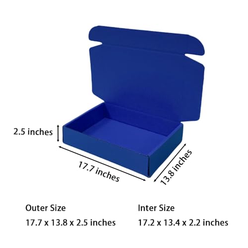 20 Pack 17.7x13.8x2.5 in Industrial Blue Shipping Boxes - color: Industrial Blue, size: 17.7x13.8x2.5 in