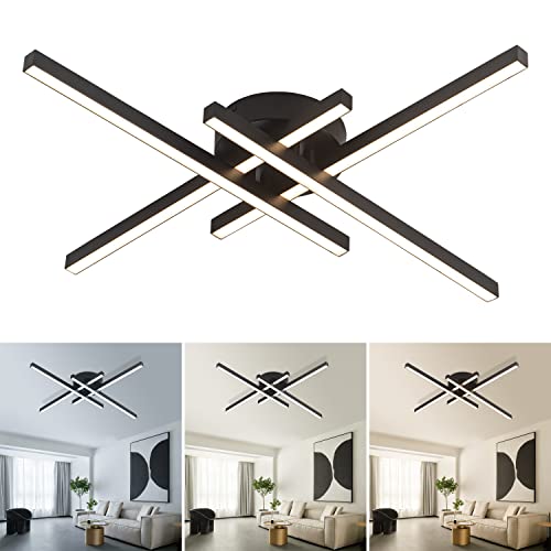 Modern LED Ceiling Light, Flush Mount Ceiling Light Fixture Black Dimmable LED Ceiling Lamps, Black Ceiling Light for Kitchen Island, Dining Room, Bedroom - size: 4-light
