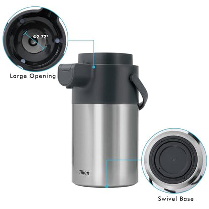 Tiken Airpot Coffee Dispenser with Pump - 102oz/3L Thermal Coffee Carafes for Hot Beverage - Stainless Steel Insulated Coffee Thermos Carafe, Silver - color: Silver, size: 102 Ounces