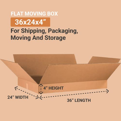BOX USA Shipping Boxes Medium 36"L x 24"W x 4"H 10-Pack - Corrugated Cardboard Box for Moving, Mailing, Packing, Packaging and Storage