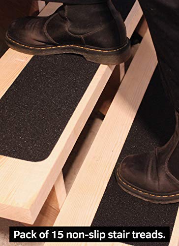 6”x30” Stair Treads Non-Slip Outdoor Tape – (15-Pack) Black Anti-Slip Strips - size: 6"x30"