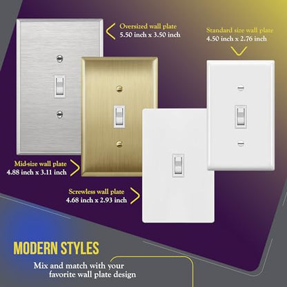 ENERLITES 10 Pack Toggle Light Switch, Single Pole Wall Switch, White - color: White, size: Switch without Wall Plate