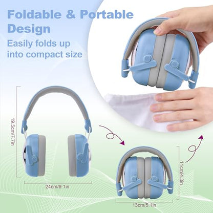 Kids Hearing Protection Earmuffs,Lightweight Adjustable for Kids 3-16 years,Noise Cancelling Headphones,25dB Sound Reduction Ideal for Concert,Firework,Airplane,Sound Proof(Blue) - color: Blue