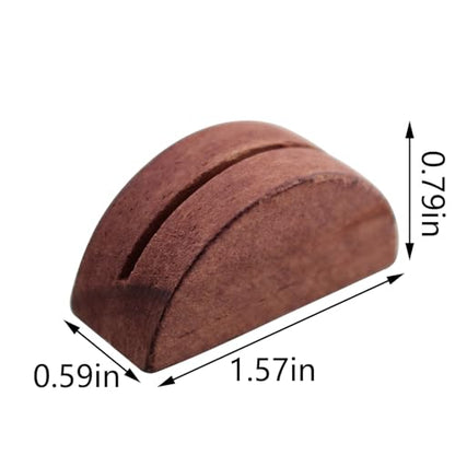 ZCZQC 10PCS Wooden Postcard Stands 1.6-Inch Place Card Holders Table Number Signs for Office Labels Photos and Menus Semi Circular Brown Wooden Note Holder