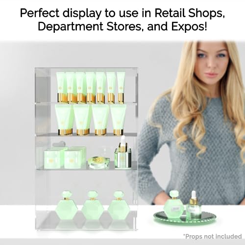 Marketing Holders Acrylic Locking Vertical Cabinet with Keys 12" x 12" x 19" Clear Countertop Lucite Hinged Swing Door Locker for Retail Products and Convenience Stores Merchandise - size: 12"W x 12"D x 19"H