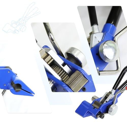 Heavy Duty Banding Strapping kit Contain 3/4"x 100' 304 Stainless Steel Packaging Straps Plastic Case & 100 Metal Buckles Tensioner with Cutter Tool Glove - size: stainless band kit