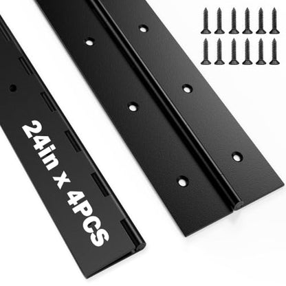 4 Pack Heavy Duty Piano Hinge 24 Inch x 2 Inch Open Width, 0.047'' Leaf Thickness Stainless Steel Piano Hinge Continuous Hinge for Folding Furniture, Cabinet, Storage, Heavier Doors and Lids (Black) - size: 4-Pack Black