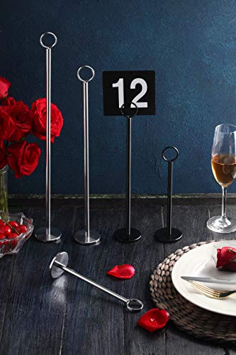New Star Foodservice Ring-Clip Table Number Holder / Place Card Stand, 18 Inch, Silver, Set of 12