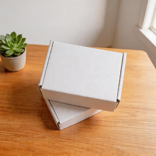 Fishat 6" x 4" x 3" White Corrugated Cardboard Shipping Boxes Set of 25 - size: 6" x 4" x 3"