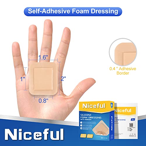 Niceful Silicone Foam Dressing 1.6" x 2", 20 Count - size: 1.6x2 Inch (10 Pcs) (Pack of 2)