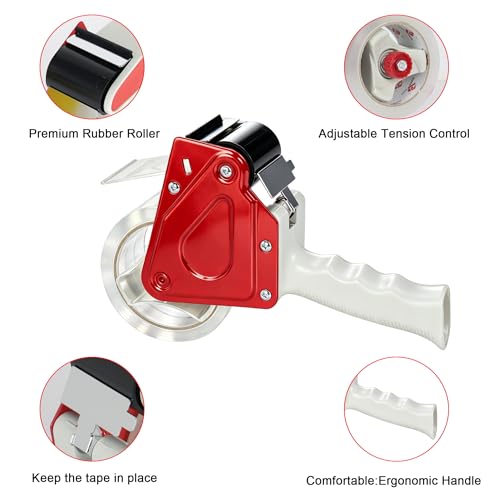 BOMEI PACK Heavy Duty Packing Tape with Tape Gun,Transparent Packing Tape 6 Rolls with Dispenser Gun,1.88 Inch x 55 Yards,Strong Strength,Packing Refills for Packaging and Shipping - color: Transparent