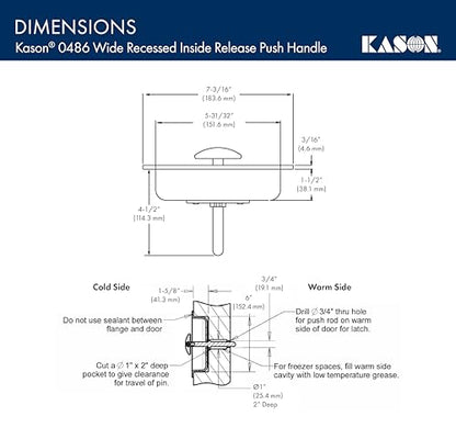 Kason 486 Wide Recessed Inside Release Handle (10486D00400) - size: 10486D00400
