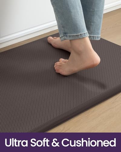 DEXI Anti Fatigue Kitchen Floor Mat Cushioned Standing Runner 70x20, Brown - color: Brown, size: 70"L x 20"W x 0.7"Th