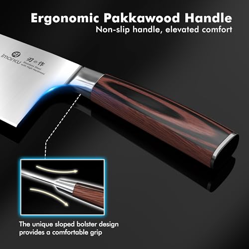 imarku 7 Inch Meat Cleaver, SUS440A Japanese Steel, Ergonomic Handle - color: Coffee Brown