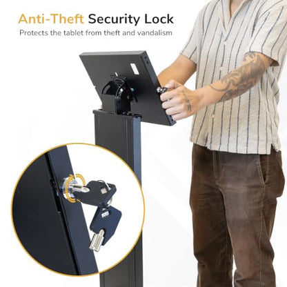 Mount-It! Anti-Theft iPad Floor Stand, Locking Kiosk Enclosure, Black - color: Black