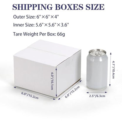 Shipping Boxes 6x6x4 Set of 25, White Corrugated Cardboard Box for Mailing Business Packaging - size: 6x6x4 Inches