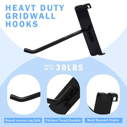 Gridwall Hooks 4 Inch, 100PC Heavy Duty Black Display Hooks for Grid Wall Panels, Grid Wall Accessory for Retail Store, Home Stroage, Garage, Trade Show - size: 4'' 100Pcs