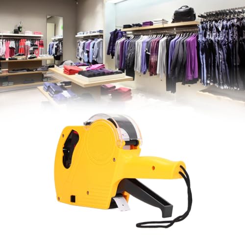 Walfront Manual Labeling Machine, Red 8 Digits Pricing Gun Kit, Manual Labeling Machine, Price Marking Tool with Spare Ink, Pricemarker Labels(Yellow)