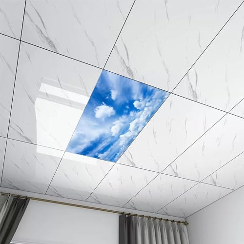 2Pcs Fluorescent Light Covers, Beautiful Clouds Magnetic Light Shield for Classroom Office Home, 2 x 4 ft - color: Color-14