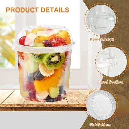 Disposable Food Containers With Lids And Spoons 50 Pack 24oz Parfait Dessert Fruit Salad Cups Take Out Meal Prep Salad Bowls For Lunch, To-Go Party Containers Food Storage Containers With Lids (24oz) - size: 24oz