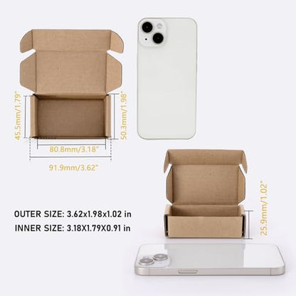 Ellbest 50 Pack Kraft Paper Boxes, Foldable Rectangular Paper Box Packing Box for shipping, Storaging Small items, Brown, 3.62 x 1.98 x 1.02 inches - size: 3.62 x 1.98 x 1.02 inches
