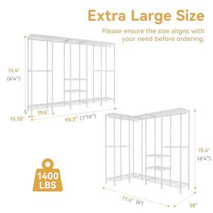 Higeego H5 Clothing Rack for Hanging Clothes, Heavy Duty Closet Rack, White - color: White