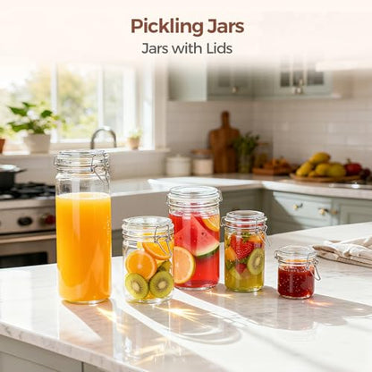 ComSaf Small 16 oz Glass Jars with Airtight Lids 6 Pack Pickling Pantry - size: 17 fl oz x 6