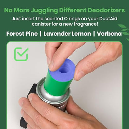 HVAC Air Deodorizer & Mold Treatment Fogger 3-Pack with 3 Scented O-Ring Pads | Air Duct Freshener for HVAC & AC Vents | Plant-Based Thymol Fogger for Home, Car & Commercial Spaces
