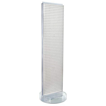Azar Displays 700780 TWO-SIDED PEGBOARD FLOOR DISPLAY W/C-CHANNEL SIDES ON REVOLVING ROUND STUDIO BASE. PANEL SIZE: 16"W X 60"H, (White Glow) - color: White Glow