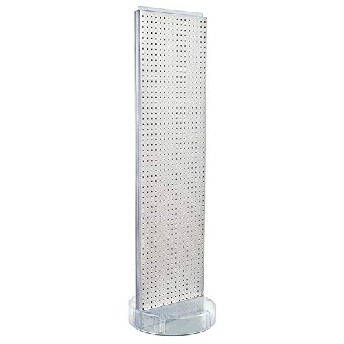 Azar Displays 700780 TWO-SIDED PEGBOARD FLOOR DISPLAY W/C-CHANNEL SIDES ON REVOLVING ROUND STUDIO BASE. PANEL SIZE: 16"W X 60"H, (White Glow) - color: White Glow