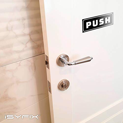 iSYFIX Push Pull Stickers Sign, 5x2 Inch, 2 Pack, Black/White - color: Black / White, size: Horizontal 2x5