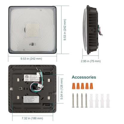 kadision 80W LED Canopy Light Outdoor, 8800LM 0-10V Dimmable