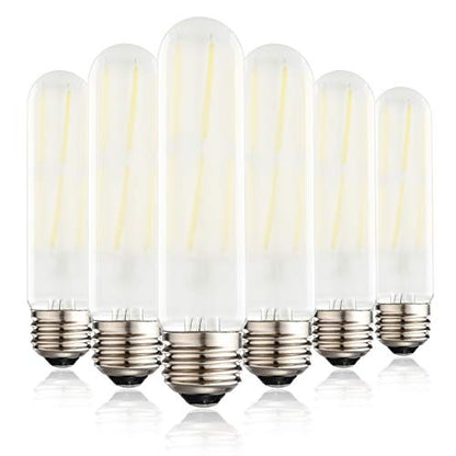 Dimmable T10 Frosted LED Bulbs,6W LED Tubular Edison Bulbs 60 Watt Equivalent,600LM,Daylight 4000K,E26 Medium Base Lamp Bulb for Desk Lamp, Pendant Lights,Cabinet Display Cabinet etc. (6-Pack) - color: Daylight 4000k（6 Packs）