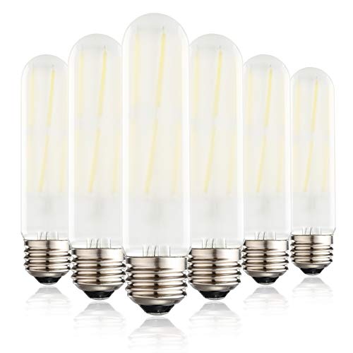 Dimmable T10 Frosted LED Bulbs,6W LED Tubular Edison Bulbs 60 Watt Equivalent,600LM,Daylight 4000K,E26 Medium Base Lamp Bulb for Desk Lamp, Pendant Lights,Cabinet Display Cabinet etc. (6-Pack) - color: Daylight 4000k（6 Packs）