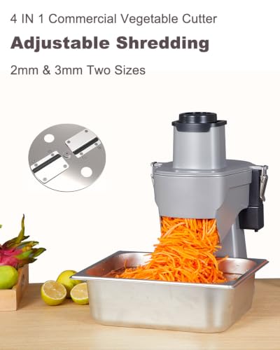 4 in 1 Electric Vegetable Chopper 110V Electric Vegetable Slicer Dicer Shredder & Strip Cutter with Multi Stainless Steels Blades 200W Electric Vegetable Slicer