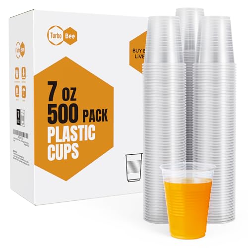 Turbo Bee 500 Pack 7oz Disposable Plastic Cups,Heat-Resistant & Food Safe Drinking Cups for Hot/Cold Beverages, Perfect for Schools, Offices, Events & Commercial Use - size: 7 Ounces