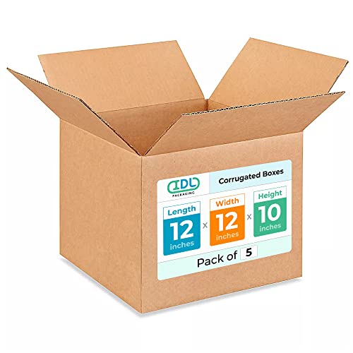 Medium Moving & Shipping Boxes 12 x 12 x 10 inches (5-Pack) - Extra Strength 200 lb vs Regular - Corrugated Durable Boxes for Packaging - Carton Box for USPS/FedEx - Medium Box by IDL Packaging - size: 12 * 12 * 10" (Medium Boxes)