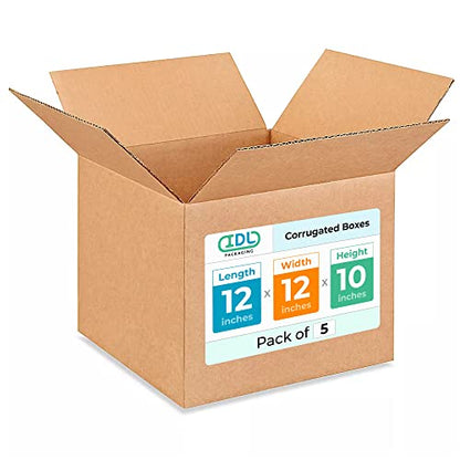 Medium Moving & Shipping Boxes 12 x 12 x 10 inches (5-Pack) - Extra Strength 200 lb vs Regular - Corrugated Durable Boxes for Packaging - Carton Box for USPS/FedEx - Medium Box by IDL Packaging - size: 12 * 12 * 10" (Medium Boxes)