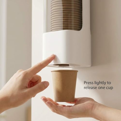 QWORK Wall Mounted Paper Cup Dispenser Set – 2 Pack, Fits 4–5 oz Cups with Smooth Pull Design for Office, Bathroom & Kitchen
