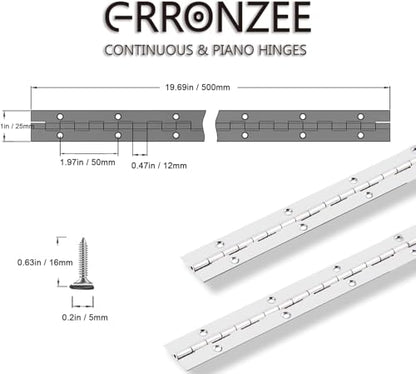 2PCS Piano Hinge 20" x 1" Stainless Steel Continuous & Piano Hinge - size: 20 Inch