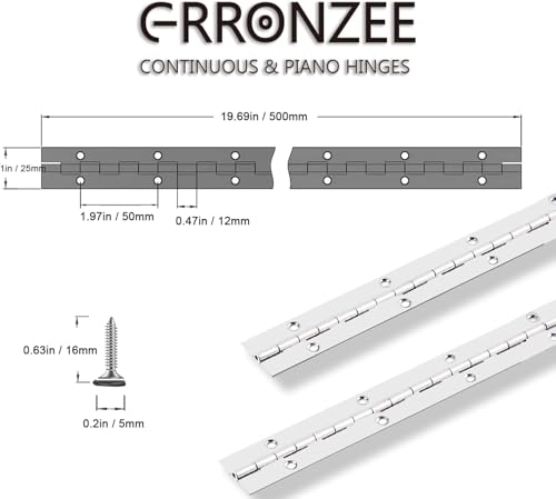 2PCS Piano Hinge 20" x 1" Stainless Steel Continuous & Piano Hinge - size: 20 Inch