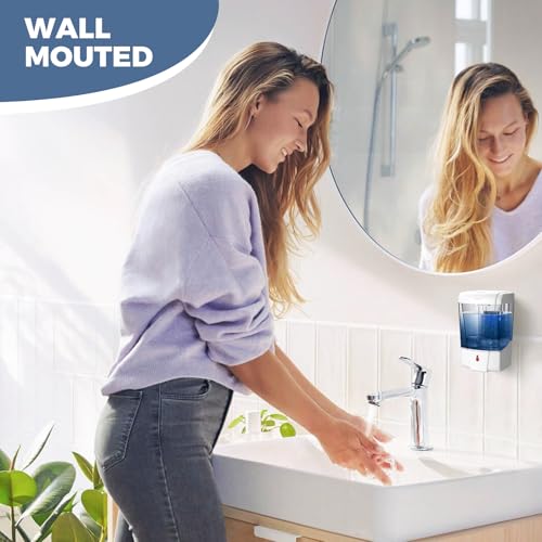 interhasa! Automatic Soap Dispenser Wall Mount 20oz Refillable Liquid Hand Sanitizer Dispenser Commercial Soap Dispenser for Bathroom Support Liquid Gel - color: White